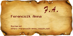 Ferencsik Anna névjegykártya